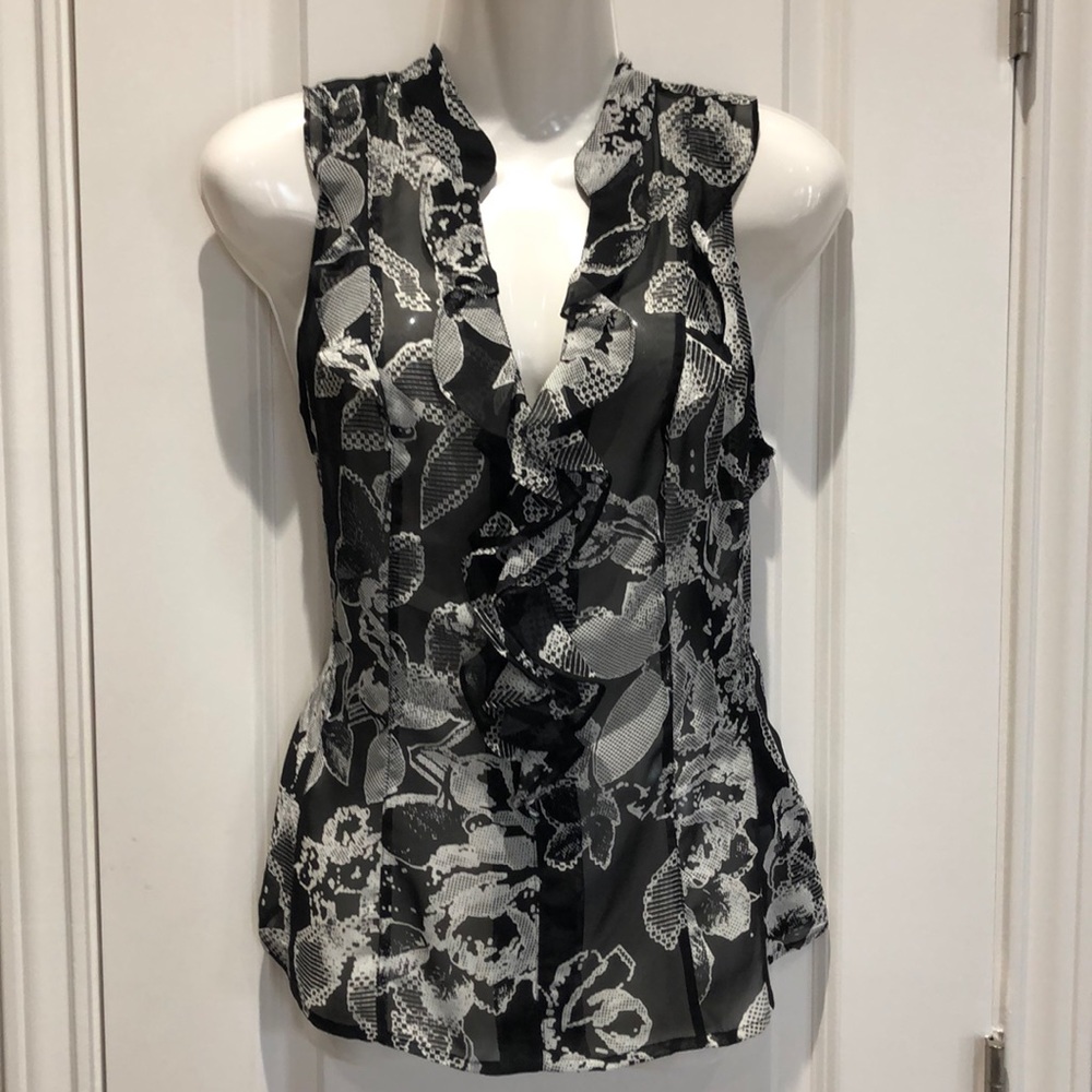 NEW Cute Ladies Sheer Black & White Blouse
